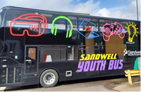 A photo of the exterior of the Sandwell Youth Bus